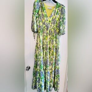 Yellow and purple maxi dress